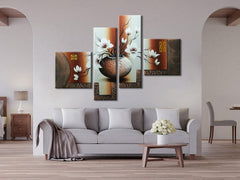 4 Panel Hand-Painted Floral Oil Canvas Wall Art
