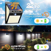 140 LED Solar Security Lights Outdoor, 270° Motion Sensor Wall Light, IP65 Waterproof