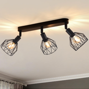 Kitchen Lights Ceiling,4 Way Black Lounge Industrial Wall Lights-Adjustable SpotLights Ceiling Lights Wire Cage with E14 Base, Light Fittings Ceilings