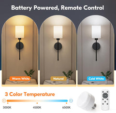 2 Pack Rechargeable Wall Sconces with Remote, 9 Colors Dimmable