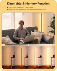 Minimalist LED Floor Lamp 146cm – Stepless Dimmable Tall Light with Foot Switch