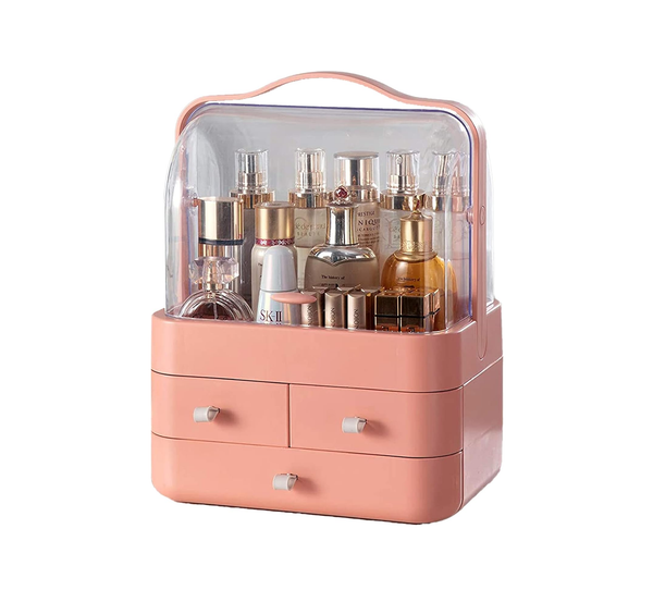 Makeup & Skincare Organizer Box with Lid and Drawers – Vanity Storage for Bathroom & Table