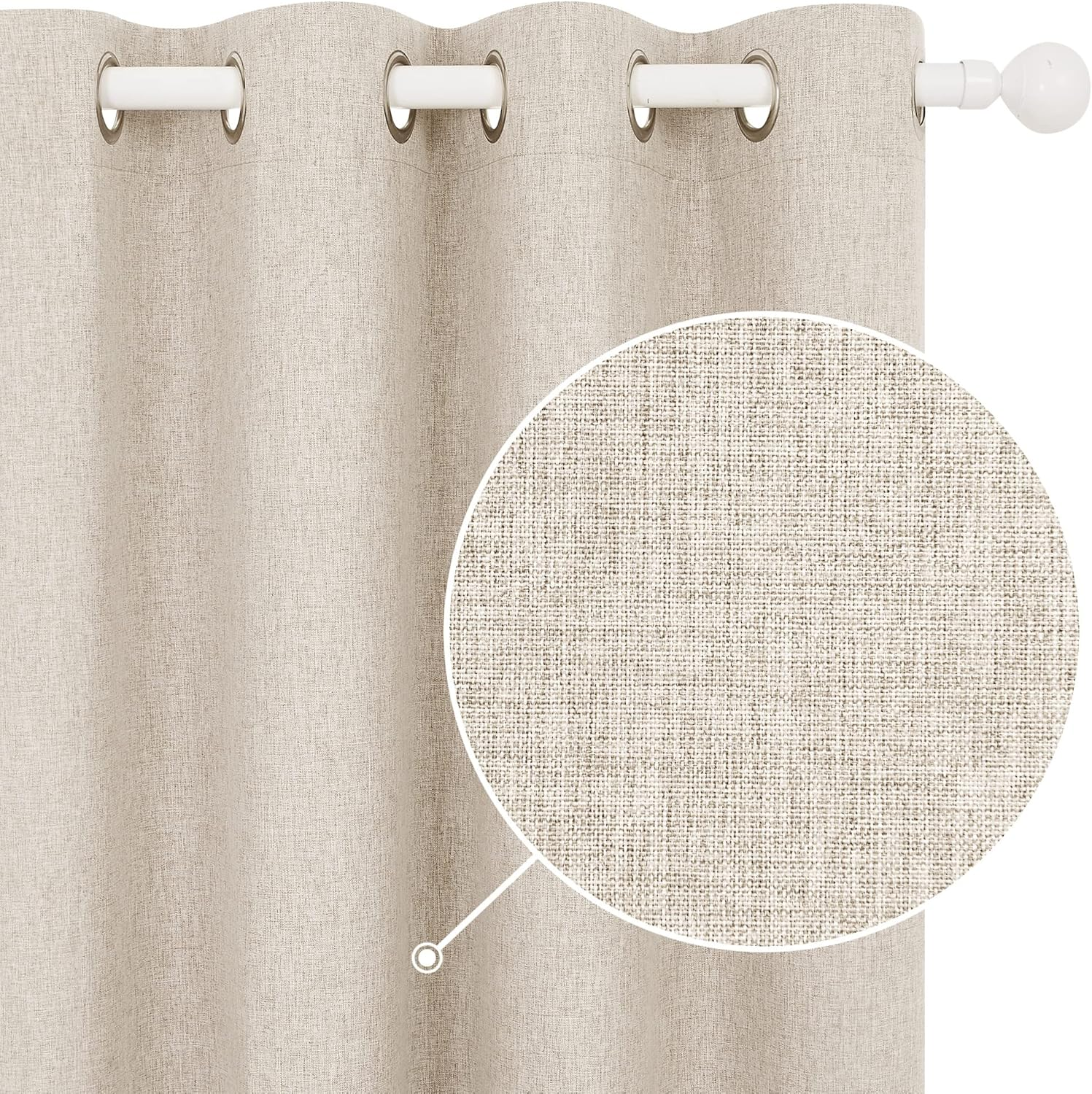 Pale Khaki Thermal Blackout Curtains – Eyelet Insulated Drapes W46 x L72 Inch