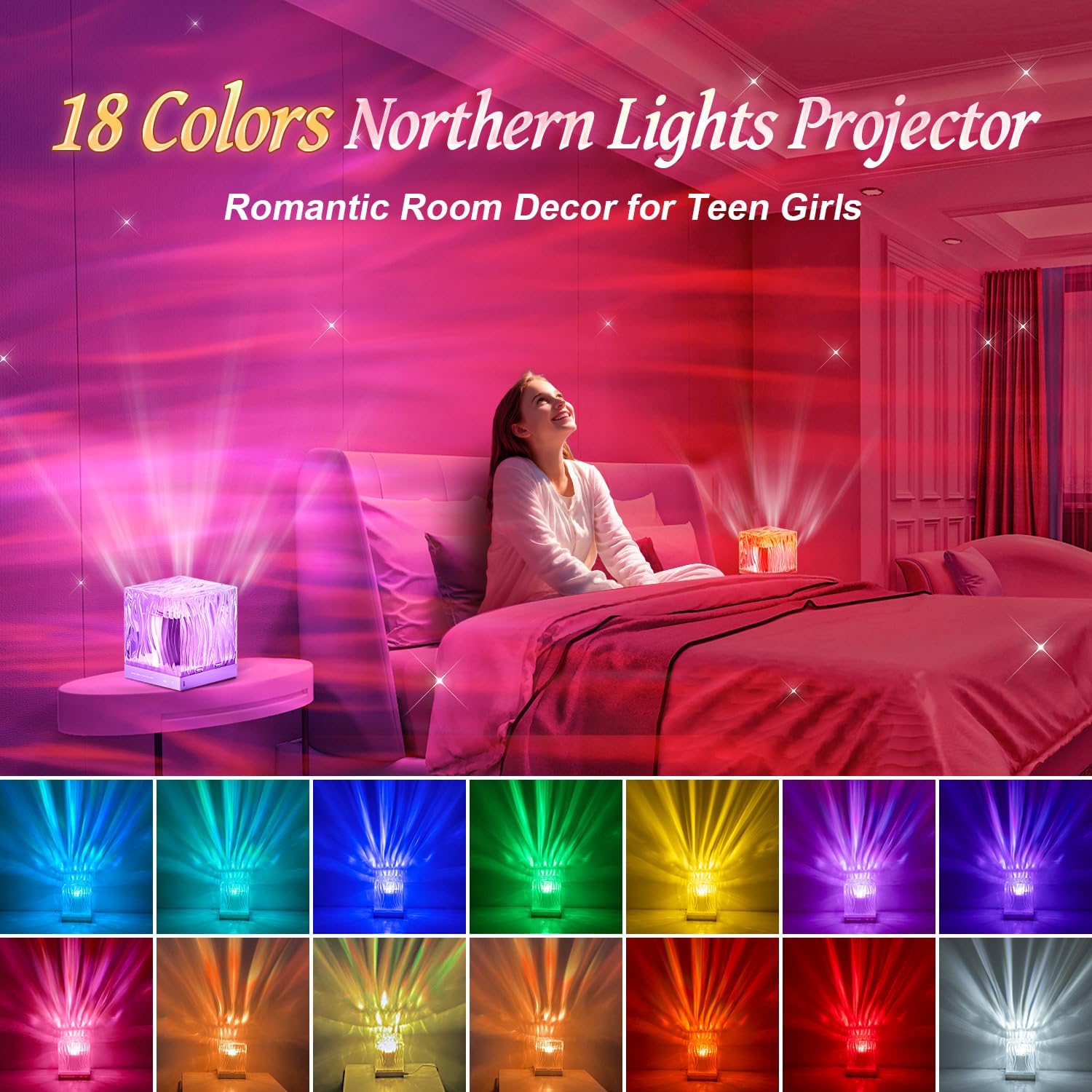 Aurora Galaxy Projector Light with Remote and Timer