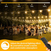 100ft Outdoor Festoon String Lights with Remote Control
