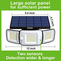 Outdoor Solar Security Lights with 6000mAh Battery & Motion Sensor for Garden Garage and Yard