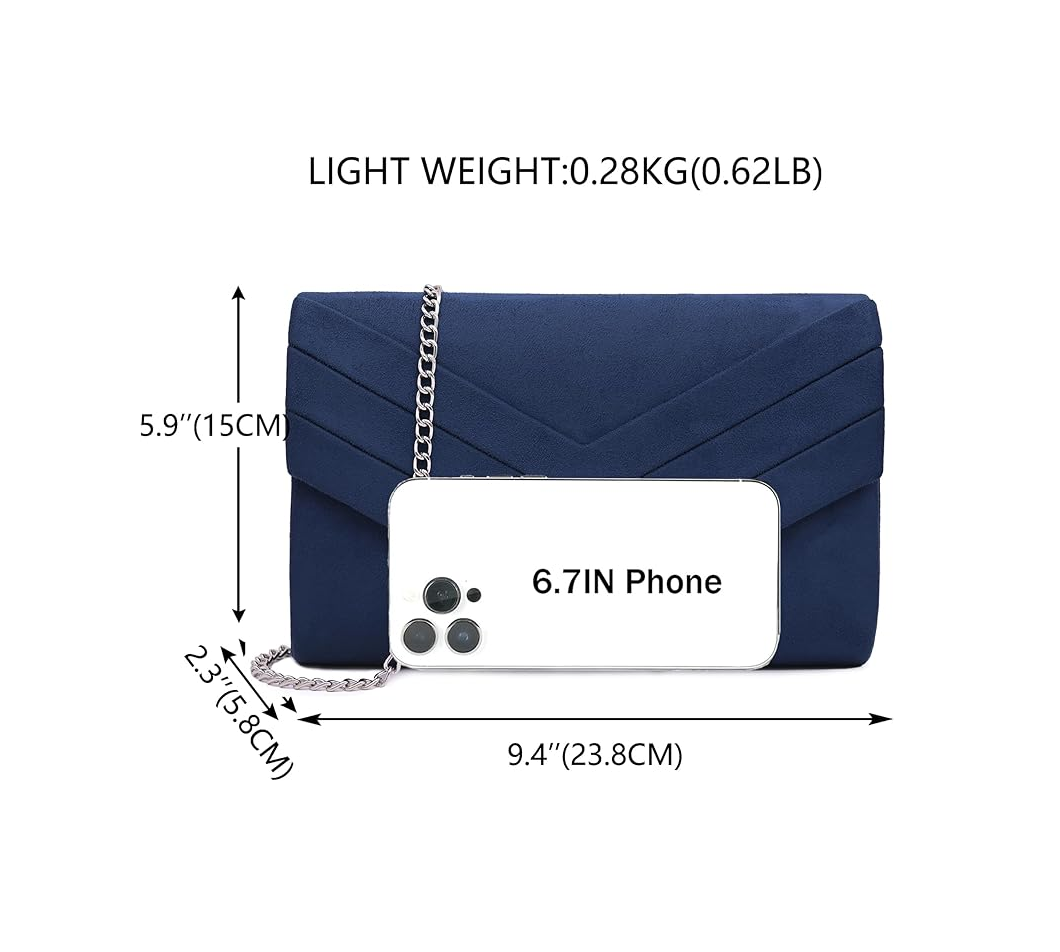 Elegant Suede Clutch Bag for Women – Shoulder or Crossbody Evening Handbag
