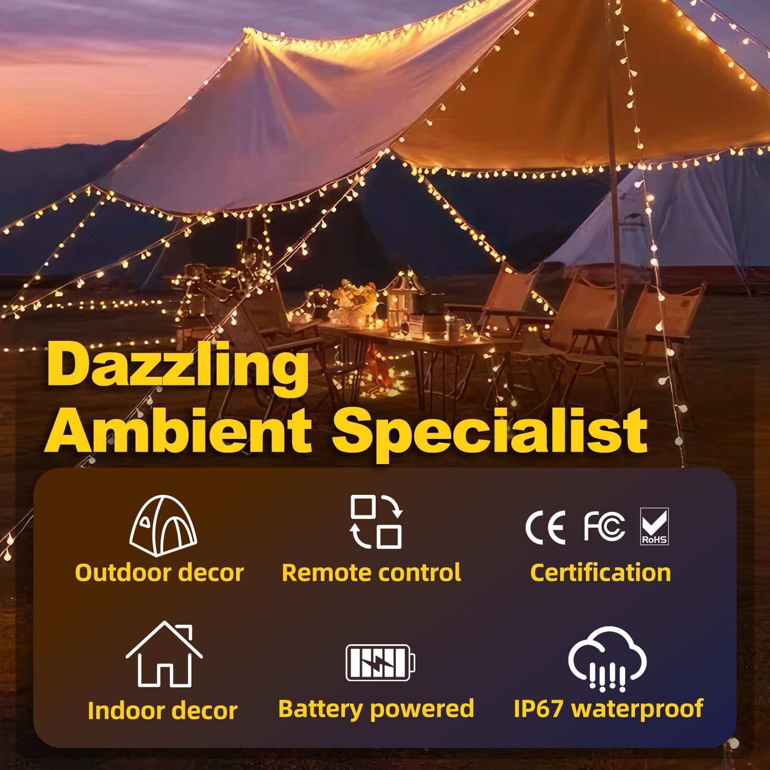 100 LED Globe Fairy Lights 15M – USB/Battery, Remote