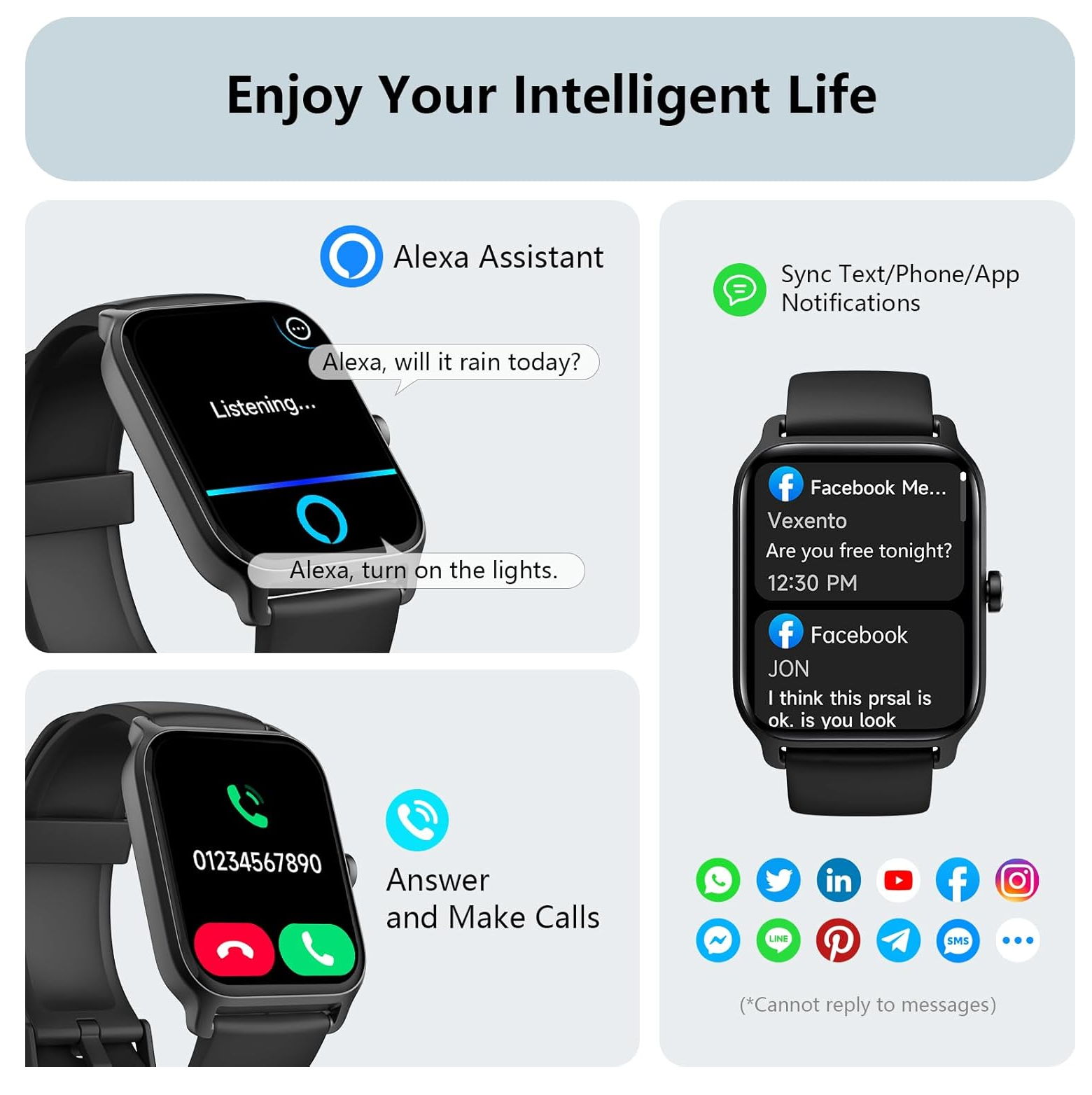 Smart Watch for Men & Women – 1.8" HD Display, Alexa Built-in, Calls, Fitness Tracker