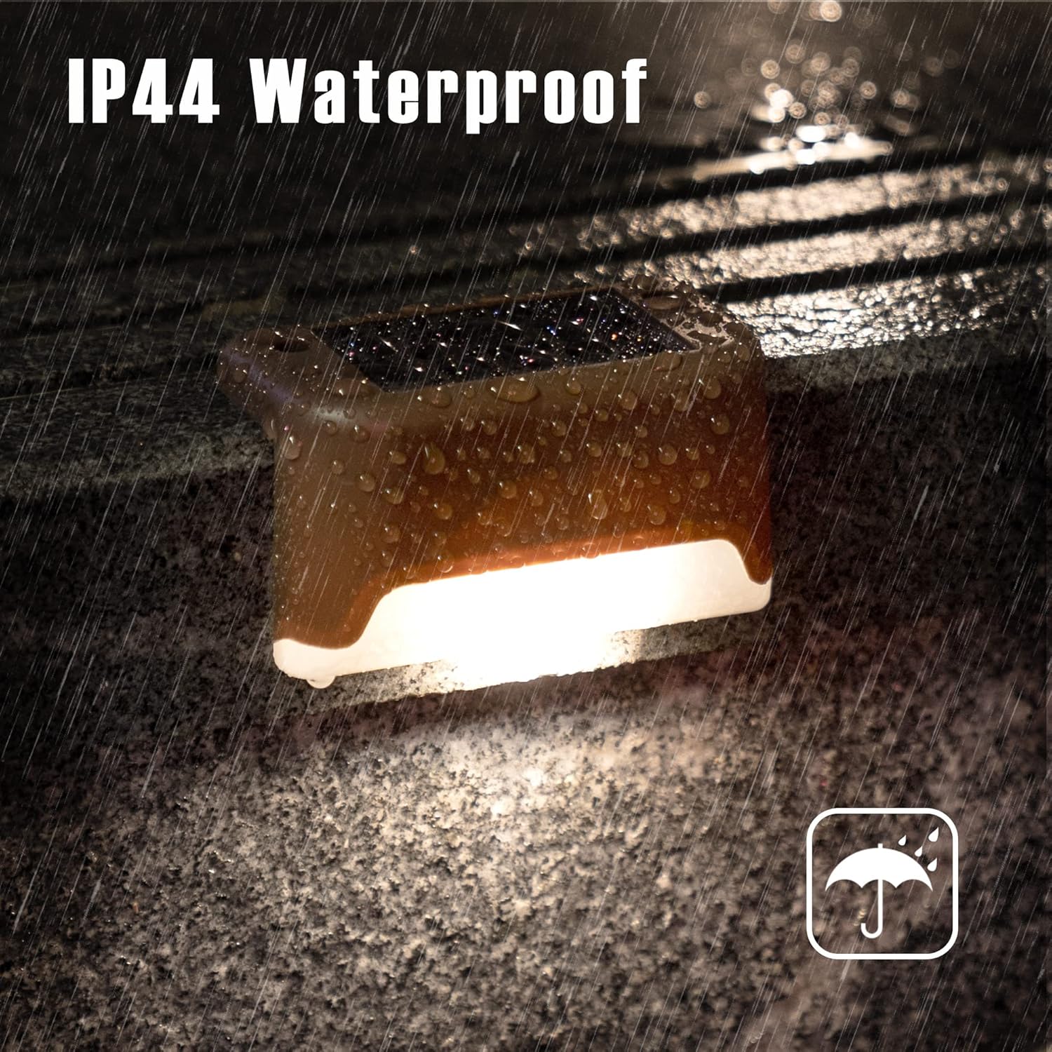 Solar Deck Lights 12 Pack – Outdoor Waterproof LED Step Lights (Warm White, Brown)