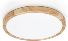 LED Ceiling Light, 12W Wood Grain Flat Small Round Nordic Flush Ceiling Light for Bedroom Living Room Kitchen Bathroom Lights