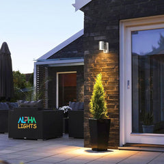 Outside Lights Mains Powered PIR Motion Sensor Security Floodlight Stainless Steel Garden Wall Sconce IP44 Wall Lamp