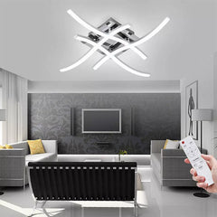 Modern LED Ceiling Light, 4-Wave Design, Dimmable Fixture for Bedroom and Hallway