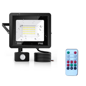 30W LED Security Light Outdoor, 3000LM PIR Motion Sensor Floodlight with IR Remote Control, IP65 Waterproof Cool White Security Light for Garden, Garage, Driveway & Yard