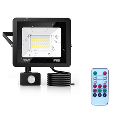30W Security Lights Outdoor with IR Remote Control & PIR Motion Sensor – 3000LM Cool White LED Floodlights