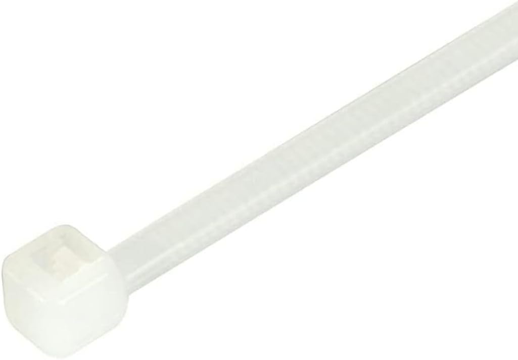 Gocableties White Cable Ties, 200mm x 2.5mm, Pack of 100, 8" Premium Nylon Zip Ties Clear/Natural, Multi-Purpose Plastic Tie Wraps, Secure Self-Locking Mechanism, for Home, Garden, Office and DIY