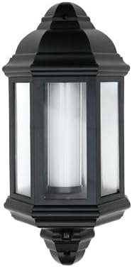 Outdoor 3-Sided Wall Half Lantern, Black, Motion Sensor, LED