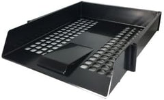 3-Tier A4 Letter Tray Document Organiser – Stackable Plastic Desktop File Holder, Black