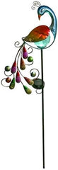 80cm Solar Peacock Outdoor Garden Decoration Multicoloured Colour Changing LED Crackle Ball Novelty Decor