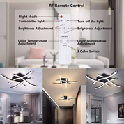 48W LED Ceiling Light – 4 Wave Dimmable Modern Light Fixture for Kitchen, Living Room, Bedroom, and More