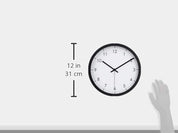 Classic 30cm Silent Wall Clock – Easy Read, Battery Operated, Round Black Design