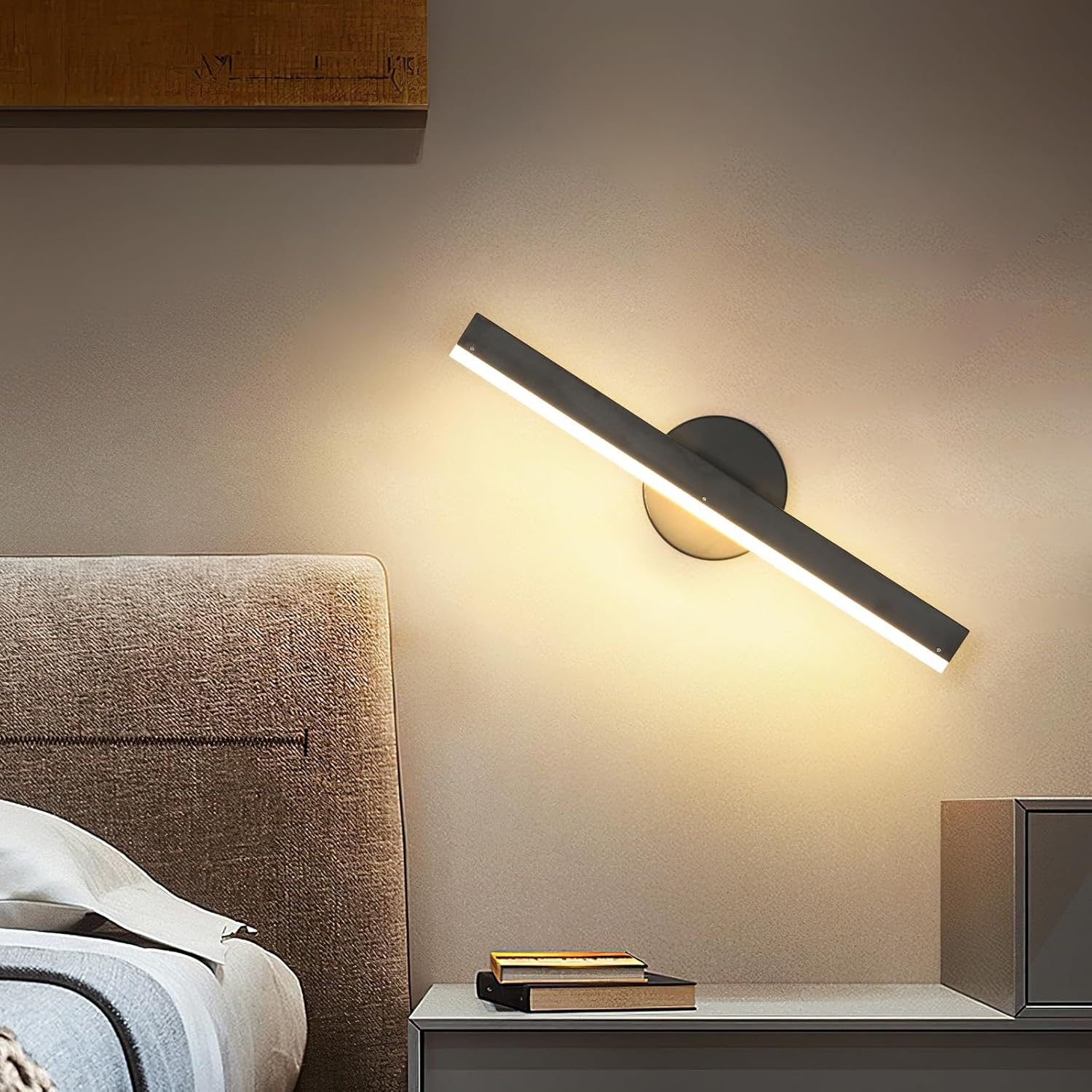 300° Rotating LED Wall Light, 12W Warm Light, Black
