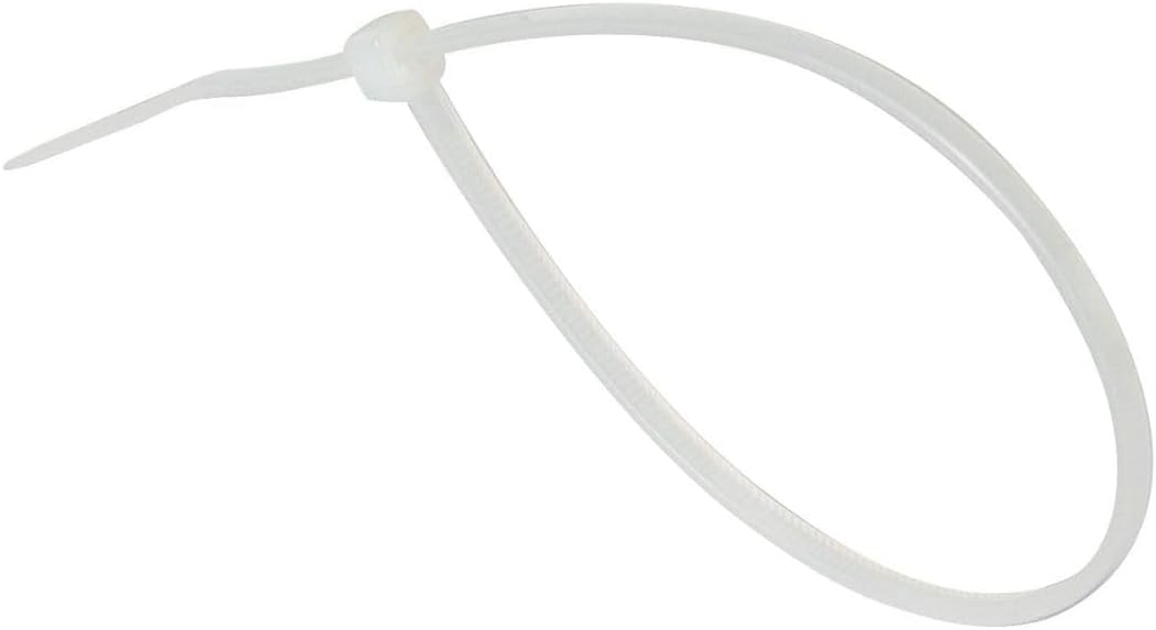 Gocableties White Cable Ties, 200mm x 2.5mm, Pack of 100, 8" Premium Nylon Zip Ties Clear/Natural, Multi-Purpose Plastic Tie Wraps, Secure Self-Locking Mechanism, for Home, Garden, Office and DIY