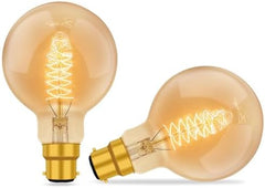 B22 Vintage G80 Edison Bulbs, 2-Pack Dimmable Warm White 2700K