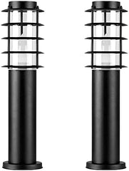 4 x Modern IP44 Rated Outdoor Black Stainless Steel Bollard Lantern Light Posts - Complete with 4w LED Candle Bulbs [3000K Warm White]