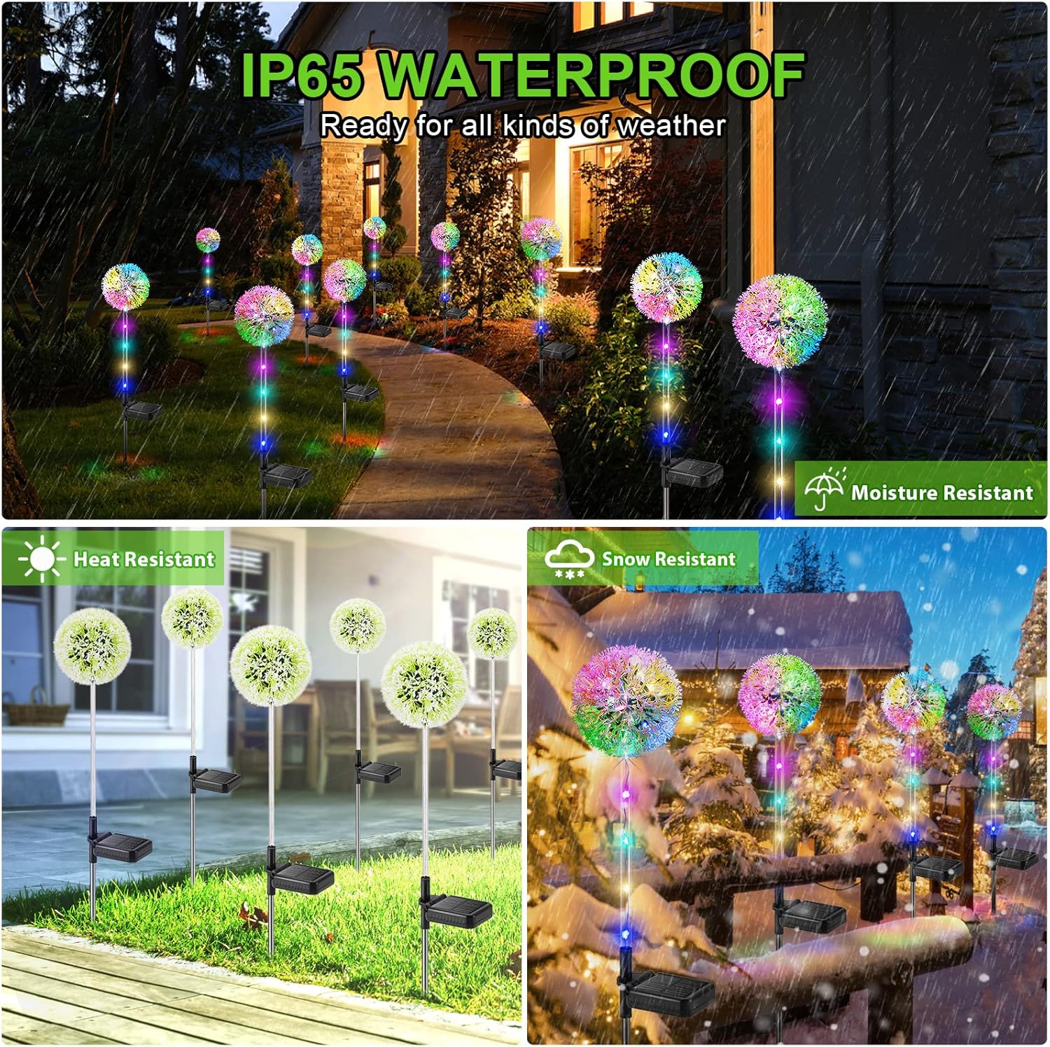 4 Pack Colorful Garden Lights
