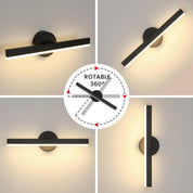 300° Rotating LED Wall Light, 12W Warm Light, Black
