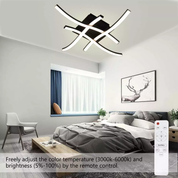 48W LED Ceiling Light – 4 Wave Dimmable Modern Light Fixture for Kitchen, Living Room, Bedroom, and More