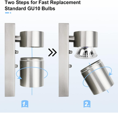 Modern Stainless Steel Outdoor Garden Wall Down Light with PIR Motion Sensor - IP44 Rated - Complete with a 7W LED GU10 Bulb