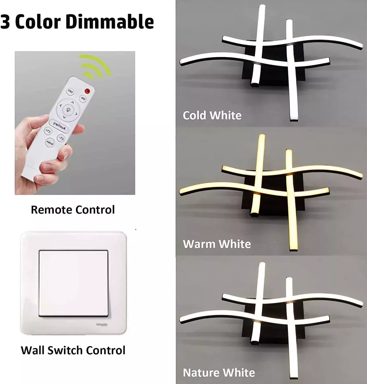 48W LED Ceiling Light – 4 Wave Dimmable Modern Light Fixture for Kitchen, Living Room, Bedroom, and More