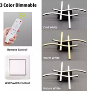 48W LED Ceiling Light – 4 Wave Dimmable Modern Light Fixture for Kitchen, Living Room, Bedroom, and More