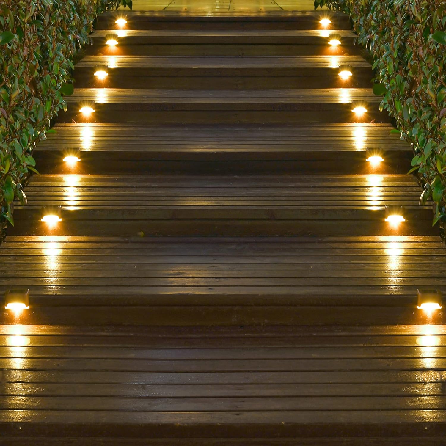 Solar Deck Lights 12 Pack – Outdoor Waterproof LED Step Lights (Warm White, Brown)