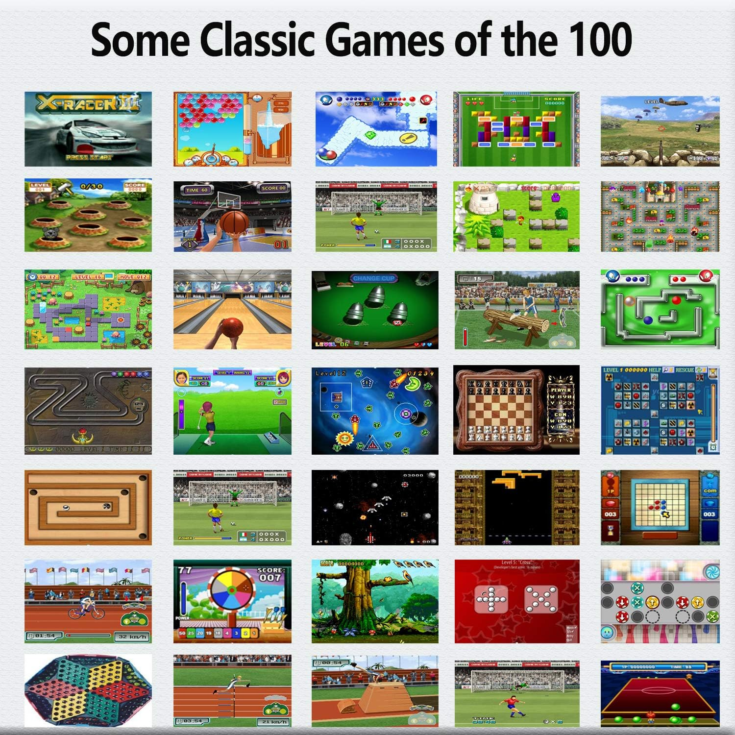16-Bit Handheld Game Console with 100 Classic Games, 3.0" Screen (Blue)