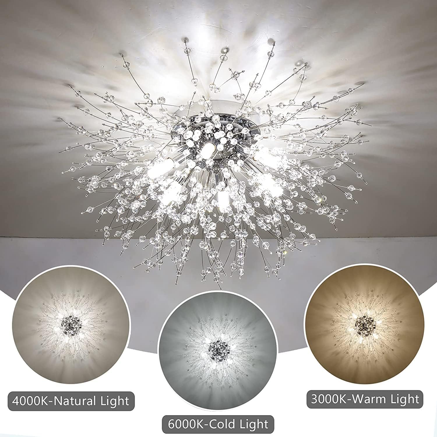 Modern Crystal Firework Ceiling Light – 6 G9 LED Chandelier