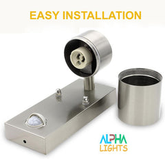 Outside Lights Mains Powered PIR Motion Sensor Security Floodlight Stainless Steel Garden Wall Sconce IP44 Wall Lamp