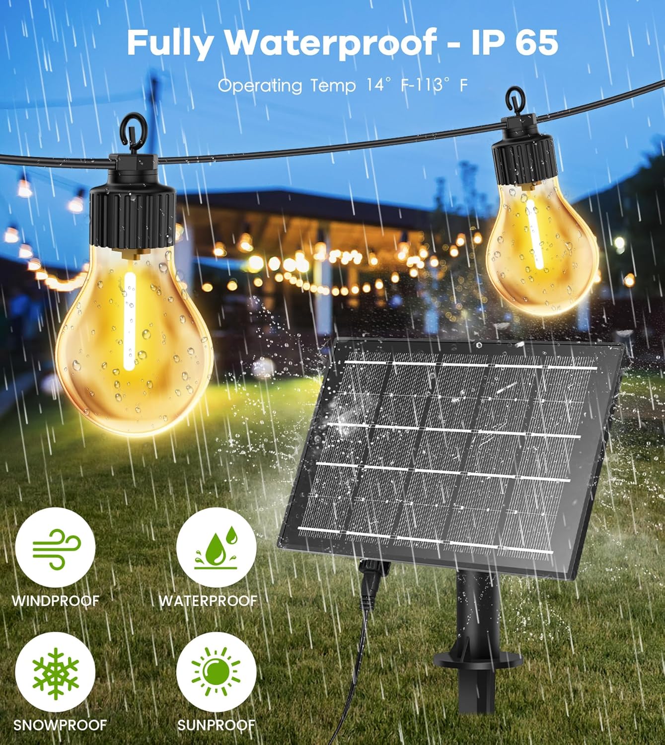 15M Solar String Lights