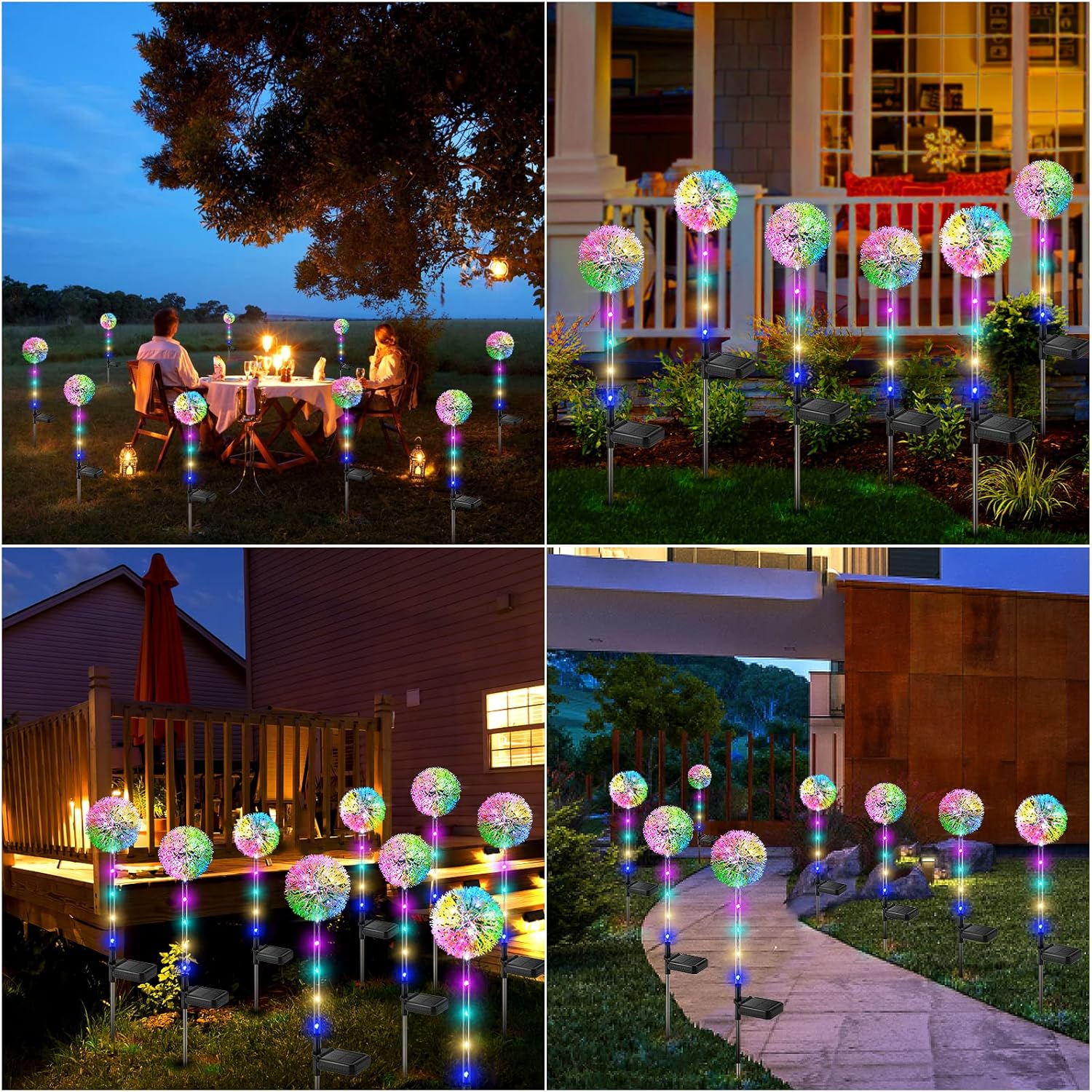 4 Pack Colorful Garden Lights