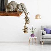 LSLANSOON Hand-Painted Elephant Shelf Sitter – Mother & 2 Baby Resin Figurines for Home Décor & Gifts