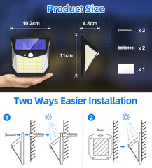 238 LED Solar Motion Sensor Light - IP65 Waterproof Outdoor Security with 270° Wide Angle Lighting