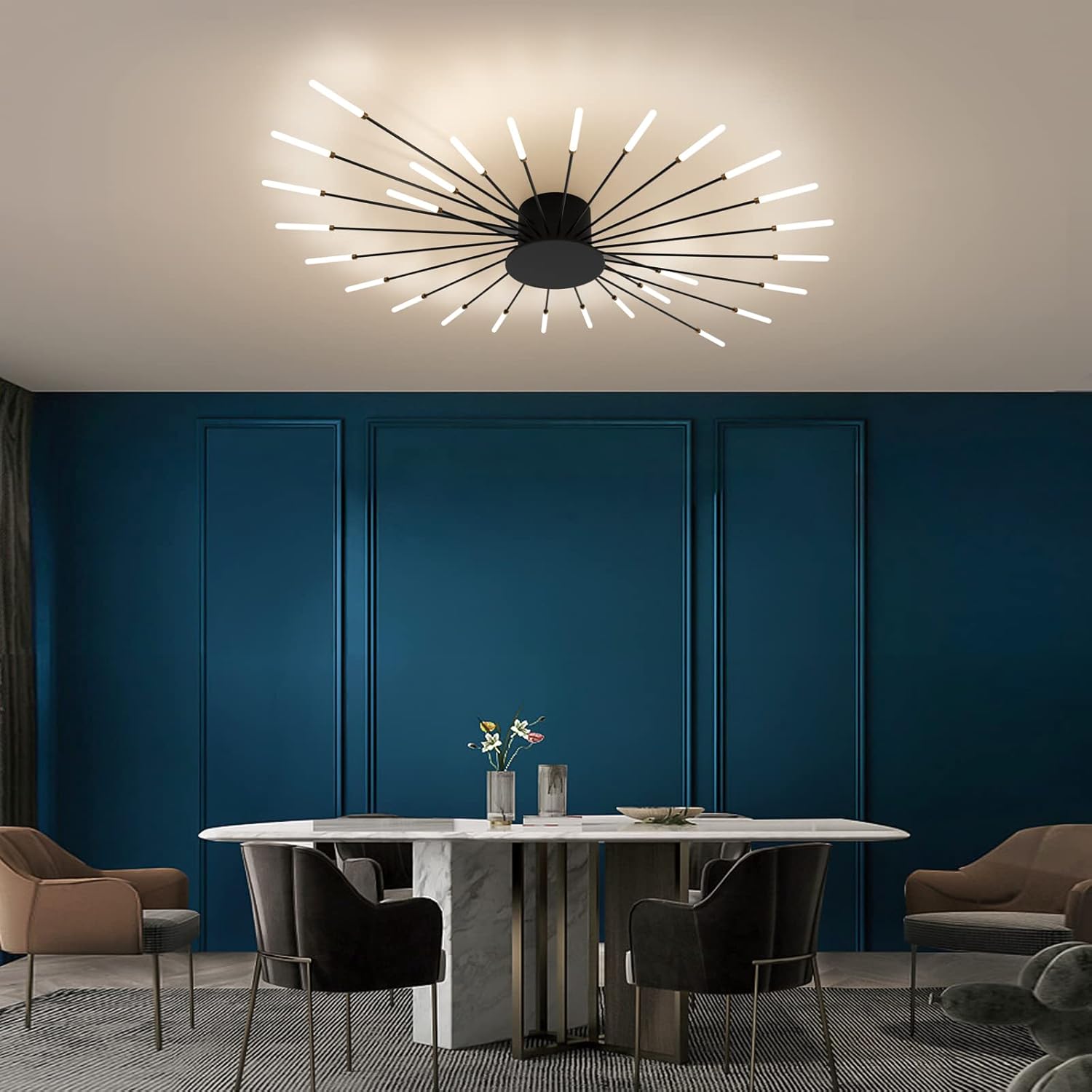 Modern 28-Head LED Ceiling Light, Flower Design Fixture