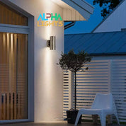 Modern Outdoor Up Down Wall Light – Stainless Steel, IP65 Waterproof, Mains Powered Exterior Sconce for Porch, Patio, or Garage