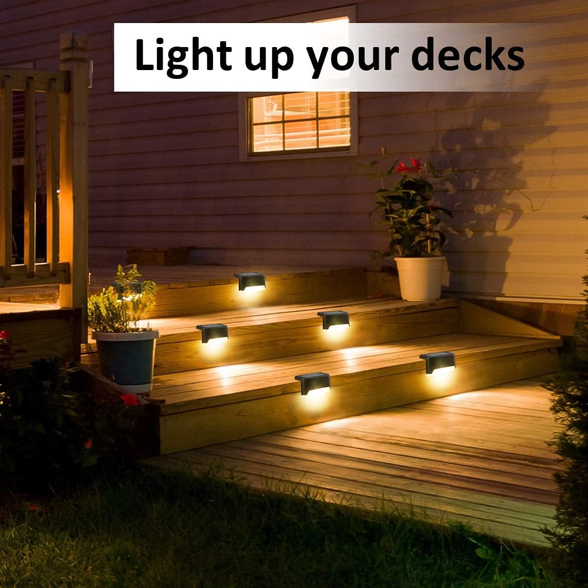 Solar Deck Lights 12 Pack – Outdoor Waterproof LED Step Lights (Warm White, Brown)