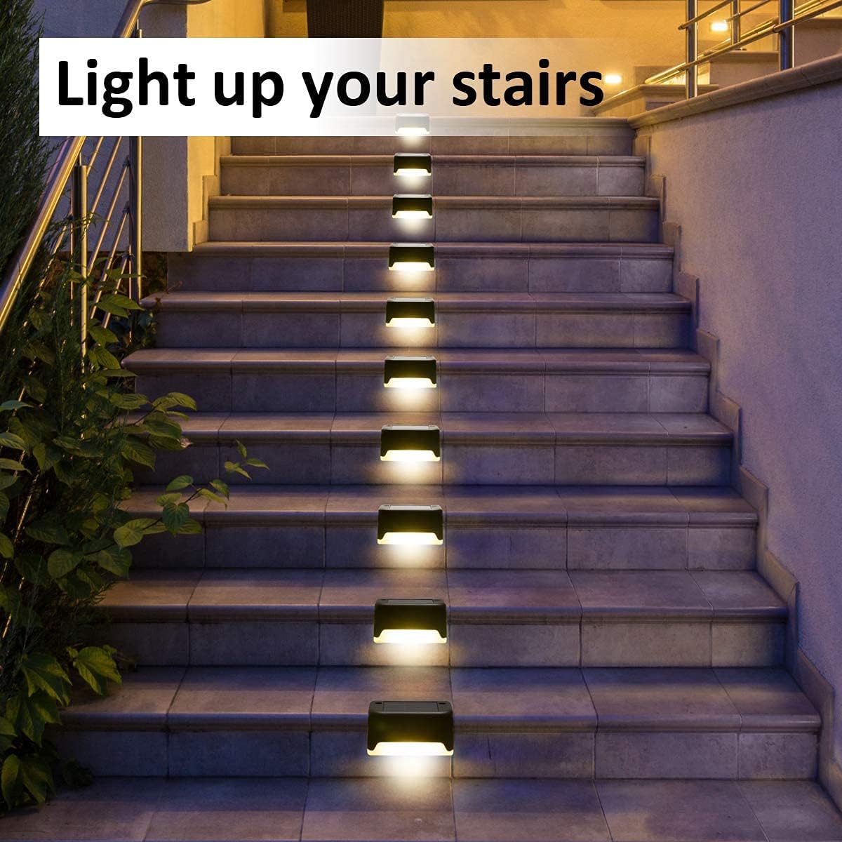Solar Deck Lights 12 Pack – Outdoor Waterproof LED Step Lights (Warm White, Brown)
