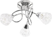 3 Way Chrome Ceiling Light with Diamond Glass Shades – Modern Pendant Fixture