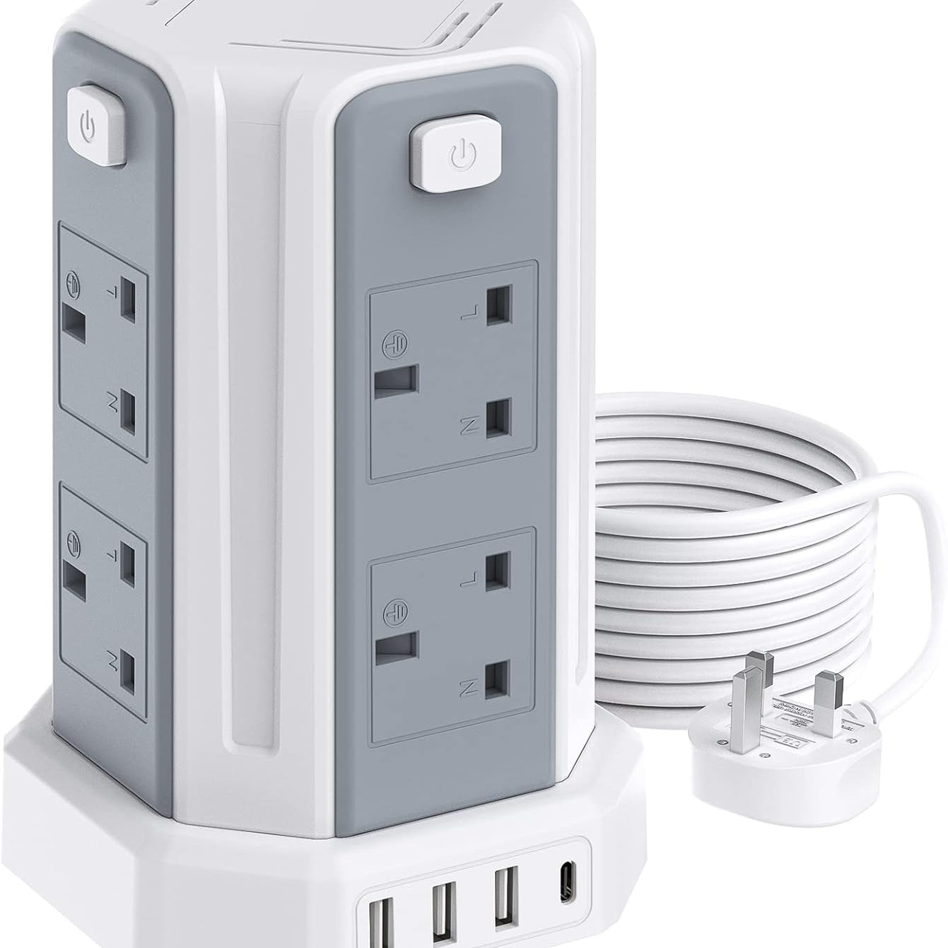 3M Multi-outlet power strip with USB ports on a white background