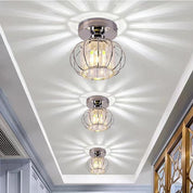 Mini Crystal Ceiling Light, Chrome Semi-Flush Mount